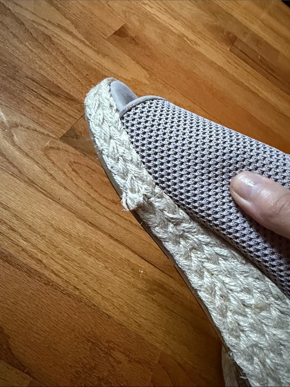 Eileen Fisher Light Gray Knit Espadrille Wedge Slide